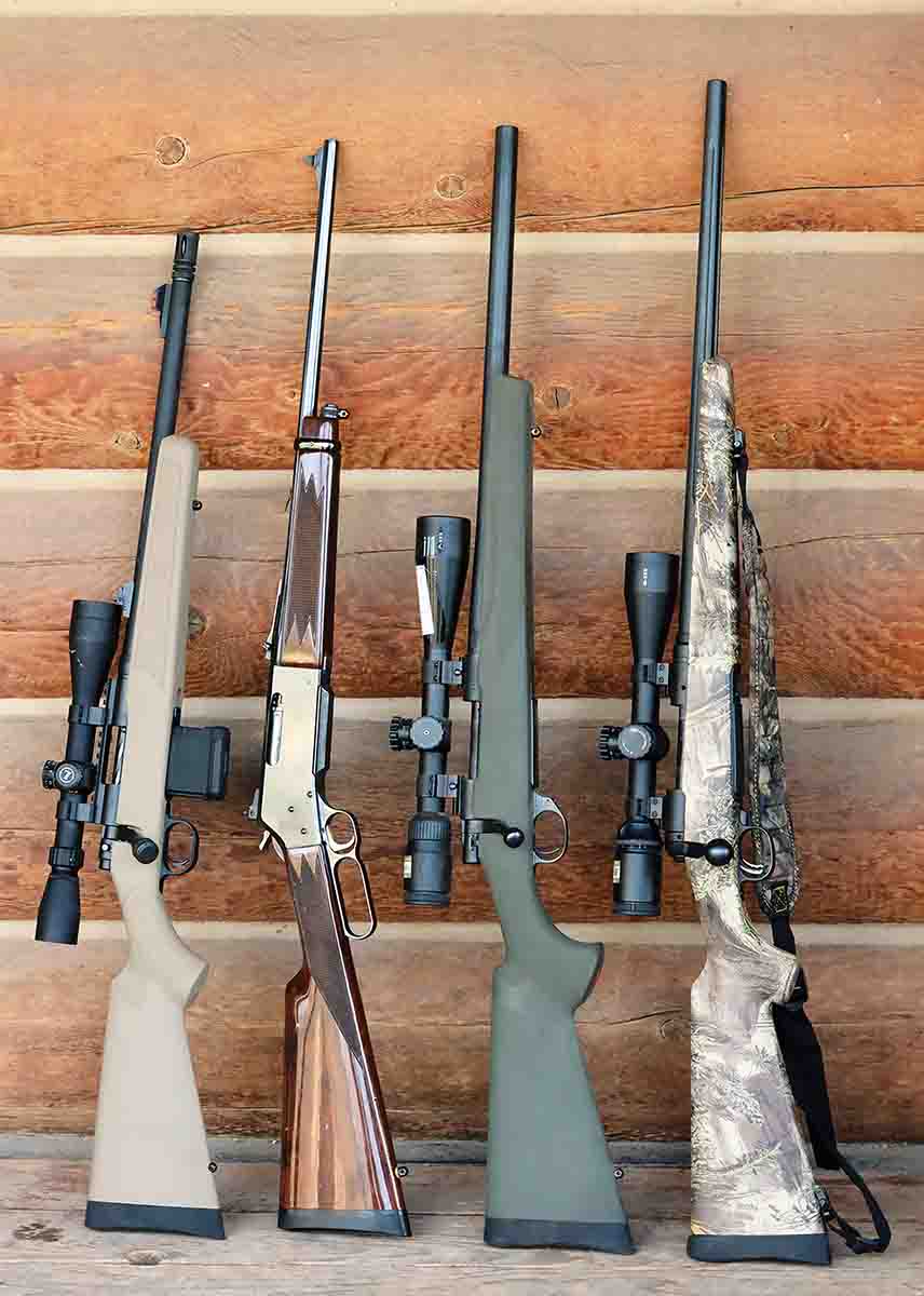 Sporting rifles chambered in .223 Remington with barrel lengths shorter than 24 inches are popular, but they often fail to produce listed velocities. Examples include: (1) Mossberg MVP with a 16-inch barrel, (2) Browning BLR 81 with a 20-inch barrel, (3) Howa 1500 with a 20-inch barrel and (4) Savage Model 10 Predator Hunter Max with a 22-inch barrel.